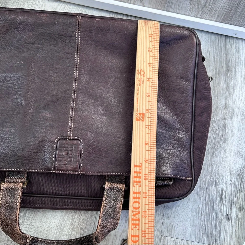 Boconi Leather Laptop briefcase Bag Luxury Brown Preppy Hipster Weathered Career